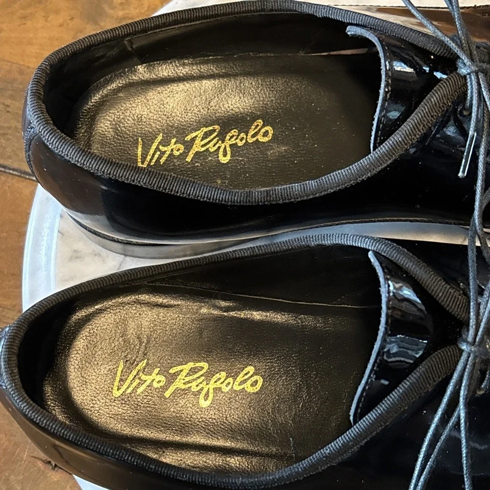 Vito Rufolo Formal Derby Black‎ Patent Leather Tuxedo Dress Shoes Italy Size 10D